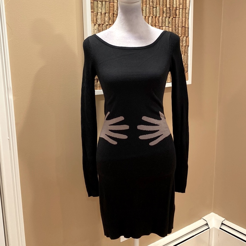 French Connection Black & Grey Hands Around Waist Dress 34” length